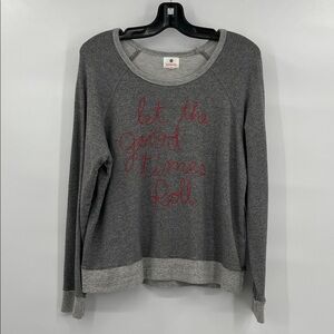 Sundry Heather Gray Long Sleeve Top with “let the good times roll”Logo Size L